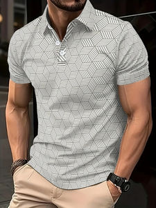 Polo de verano para hombre, negro y blanco, de manga corta, con cuello, informal, para exteriores, estilo urbano. - Product Image 1