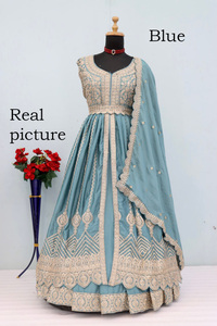 ชุดเดรสผ้าไหม banglory ยาวของผู้หญิงแฟชั่นอินเทรนด์อินเดียพร้อมชุด anarkali kurti แต่งด้วยชุดปาร์ตี้งานแต่งงาน dupatta - Product Image 2