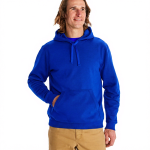 Sweat-shirt à capuche bleu marine pour homme, coupe ample, en coton French Terry, couleur unie, avec poche avant, design décontracté, vêtement d'hiver respirant - Product Image 5