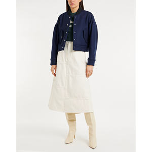 Chaqueta recortada de lana para mujer, chaqueta de béisbol con hombros caídos y bolsillo con solapa y botones para mujer - Product Image 3