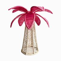 Porte-bougie en rotin tropical moderne et créatif, design palmier, fait main, en osier, décoration d'intérieur pour table à manger et fêtes