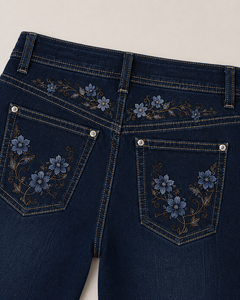 Jeans Bordados para Mujer, Cintura Alta, Corte Recto, Pantalones de Mezclilla, Moda Casual, Ropa Urbana, OEM ODM - Product Image 4
