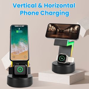 Stazione di Ricarica Wireless 3-in-1 per Magsafe con 5 Modalità di Luce RGB Compatibile con iPhone iOS 12-15 e iWatch - Product Image 4