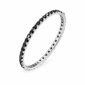 Elegant <b>Silver</b> Moissanite <b>Bracelet</b> with Rhodium Plating Slim Stackable <b>Bangle</b> Sparkling Anti Tarnish Jewelry Gift for Women - Product Image 1
