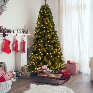 Albero di Natale Artificiale a Mezza Altezza 7ft 881 Rami con 230 Luci LED, Verde Tenero, in PVC con Supporto in Ferro per Decorazioni Natalizie - Product Image 6