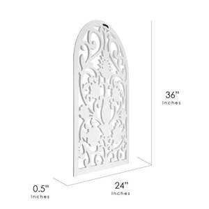 Décoration murale en bois massif, panneau floral sculpté à la main avec finition blanche vieillie, sculpture décorative suspendue de style ferme vintage - Product Image 3