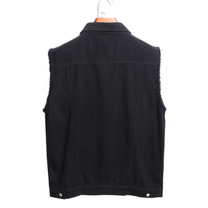 Gilet en jean noir sans manches, déchiré, style vintage, décontracté, pour femme, en coton, coupe classique, idéal pour le printemps - Product Image 2
