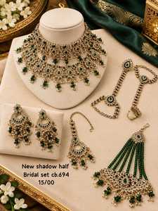 Conjunto de Collar de Novia Tradicional Indio, Color Verde Menta, Chapado en Oro, de Alta Calidad, con Aretes y Maang Tika, para Bodas - Product Image 4