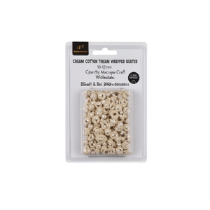Cream Cotton <b>Thread</b> Wrapped Nested <b>Beads</b> 10-12mm Open Center for Jewelry Macrame Craft 200pcs Wholesale - Product Image 2