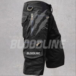 BLOODLINE INTERNATIONAL Short cargo pour homme, taille mi-haute, fermeture élastique, séchage rapide, tissu enduit PU, short décontracté, camouflage - Product Image 3