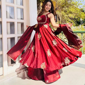 ชุดเดรสผ้าไหมสุดอินเทรนด์ชุดชาราราพร้อมลำดับลำดับและนักออกแบบ Dupatta-คอลเลกชันงานแต่งงานและงานรื่นเริง - Product Image 2