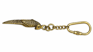 Llavero de ala de águila de latón dorado antiguo con detalles intrincados de plumas, anillo decorativo de metal, regalo único inspirado en aves - Product Image 6