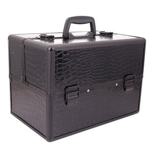 High-End Portable Foldable Black <b>Makeup</b> Organizer Inner Layers Cosmetics <b>Storage</b> Case - Product Image 2