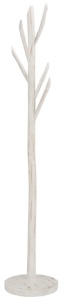 Porte-manteau sur pied avec crochets chromés, base ronde blanche, design classique pour l'entrée, rangement, construction métallique - Product Image 2