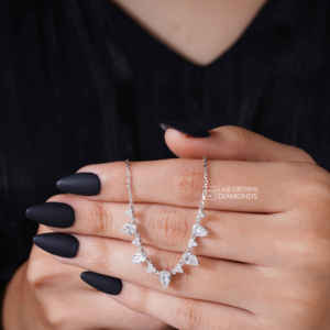 Pendentif en or blanc 14 carats avec moissanite taille poire et taille ronde pour femme, luxe, 2,27 carats au total, 3,82 grammes, bijoux fins, cadeau - Product Image 6