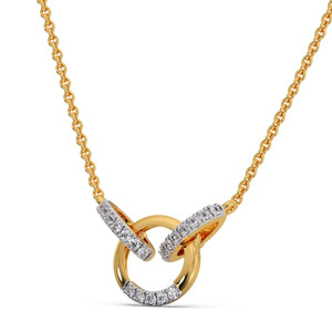 Collar circular con diamantes y diseño de brazos gemelos brillantes y centro abierto - Product Image 1
