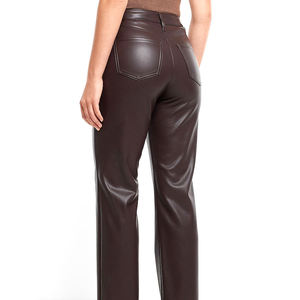 Regular <b>Stretch</b> Genuine Lambskin Leather Pants Women Casual Low Waist Fashionable High Quality Breathable Winter Flat Front - Product Image 3