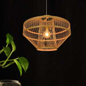 Abat-jour en bambou et rotin, best-seller, lampe suspendue naturelle tressée pour la décoration d'hôtels et de centres de villégiature - Product Image 6