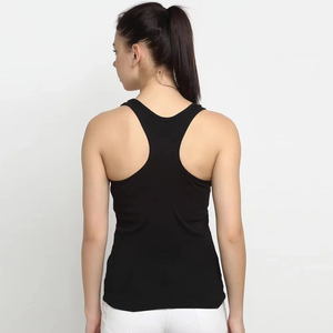 Custom Womens <b>Red</b> and Black Color Block Tank <b>Top</b> High Stretch Breathable Scoop Neck Fitted Athletic Gym Workout Camisole - Product Image 2
