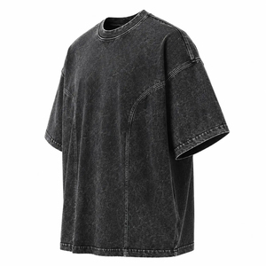 Hot Sale Men's Oversized Washed Denim Short Sleeve O-Neck T-Shirt Casual Solid Color Cotton Blend Regular Fit 2026 - Product Image 4