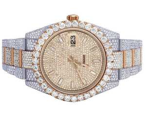 BOJ R.O.L.E.X.12 Montre Homme de Luxe Blanche Baguette VVS Moissanite, Mode, 41MM, Automatique, Analogique, Acier, Quartz, Iced Hip Hop - Product Image 1