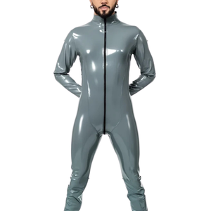 Traje de látex gris Zentai, traje ajustado de cuerpo entero, disfraz de manga larga para hombres adultos - Product Image 3