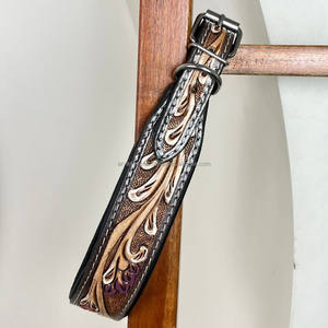 Juego de Correa y Collar para perro de cuero mecanizado a mano de diseño elegante, entrenamiento para perros, cuero de vaca, plomo de tráfico, juegos de 3 piezas para caminar de noche - Product Image 4