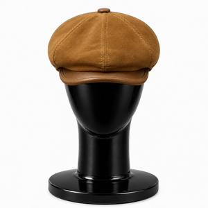 MEGAMAPLE A010607 Chapeau d'hiver unisexe en cuir de mouton imperméable, style décontracté, octogonal, casquette de peintre, casquette de newsboy, 58-60CM - Product Image 5