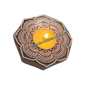 Wooden Tea Light <b>Candle</b> Holder Stand in Octagonal Shape for Home Birthday Christmas and Party Decoration - Product Image 3