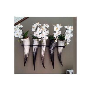 Ensemble de 2 vases à fleurs en corne de buffle faits à la main, matériau naturel, style rustique, pour la décoration intérieure de la maison, de la table et du jardin - Product Image 4