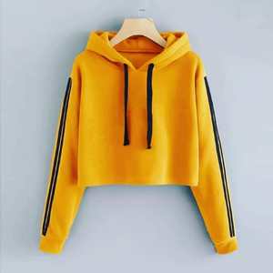 Sudadera con Capucha Corta de Felpa para Mujer, 100% Algodón, Bordada, de Manga Larga, Transpirable, Estilo Deportivo para Invierno - Product Image 4