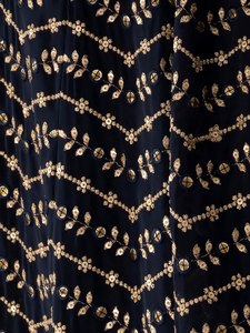 Black Embossed Square Neck Sleeveless Women's Lehenga Choli and <b>Skirt</b> Set for Diwali Spring Wedding Party Occasions - Product Image 2