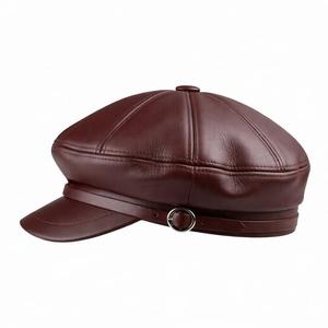 Gorra Newsboy de Cuero Genuino Personalizada – Gorra Plana Retro de Ocho Paneles para Hombre - Product Image 1