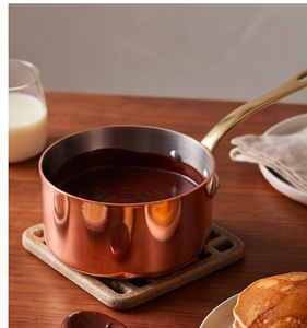 Rosy Gold Copper Sauce <b>Pan</b> With Aluminum Alloy Handle Minimalist Design No Coating For Gas Use <b>And</b> Induction Stoves Use - Product Image 3