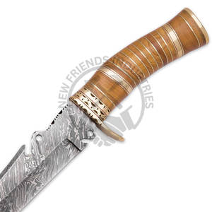Nueva Edición Cuchillo de Caza de Hoja Fija Afilada de Acero de Damasco Hecho a Mano con Mango de Madera y Funda, Cuchillo de Supervivencia, Cuchillo Bowie para Camping - Product Image 3