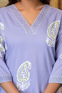 Salwar Kameez de Algodón Azul Claro para Mujer con Dupatta Bordada, Ropa Casual Tradicional - Product Image 3
