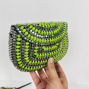 Bolso de Mano Tipo Clutch Moderno y Elegante, de Aluminio Chapado en Oro Verde Neón, con Diseño de Mosaico, Estilo Vintage, Pulido, Esculpido, Bandolera, para Eventos Nocturnos - Product Image 4