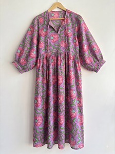 Vestido Camisero con Estampado Geométrico, Vestido Largo Tejido de Manga Larga, Cuello Camisero, Estilo Vintage Informal para Mujer - Product Image 5