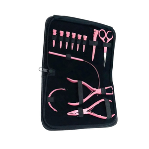 Kit de pinces pour extensions capillaires avec brosse en nylon et poils de sanglier, ouvre-micro-perles et pinces d'application pour extensions à trame et I-Tip - Product Image 5