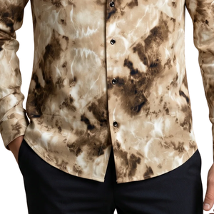 Beige Brown Mens Long Sleeve <b>Shirt</b> Button Front Modern Slim Fit Casual Eco-Friendly Quick Dry Breathable <b>Party</b> Holiday Smart - Product Image 5