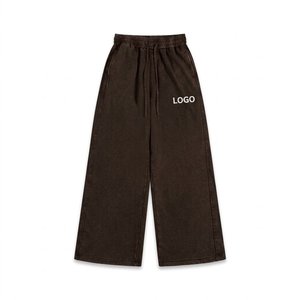 Custom Men's 320 GSM 100% Cotton Vintage Wash Oversized Sweat <b>Pants</b> With Screen Artwork Detail Streetwear Fashion - Product Image 1