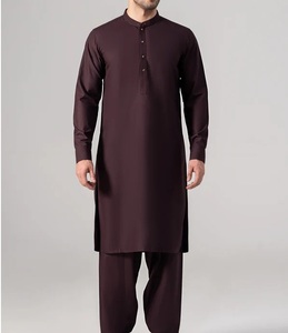 Traditional Ethnic Breathable <b>Men</b> Plain Blank Kameez Shalwar Outdoor Wedding <b>Dress</b> Solid Color Collar Style Salwar Kameez Suits - Product Image 6