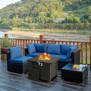30 Inch Square Propane Gas <b>Fire</b> <b>Pit</b> <b>Table</b> with <b>Table</b> Cover 50000 BTU Elegant Outdoor Furniture - Product Image 3