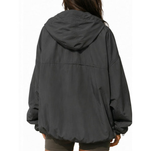 Women’s Oversized Hooded Windbreaker <b>Jacket</b> | Lightweight <b>Zip</b>-<b>Up</b> Sports <b>Jacket</b> | Elastic Hem Casual Outdoor <b>Jacket</b> | OEM ODM Cus - Product Image 4