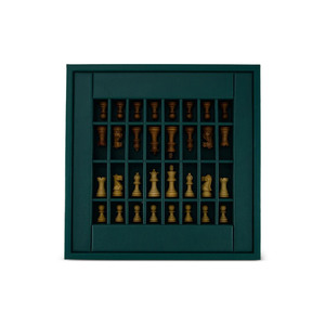 <b>Wooden</b> <b>Chess</b> <b>Set</b> With Green Leather Pasting Storage Box Handcrafted Strategy Game Pieces Modern Tabletop For Family Enjoyement - Product Image 5