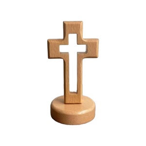 Ornamento de cruz de madera hecho a mano y cruz de madera cristiana religiosa para exhibición espiritual y regalo Decoración de cruz de madera Premium - Product Image 1