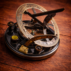 เข็มทิศนาฬิกาแดดทองเหลืองโบราณ พร้อมหน้าปัดตัวเลขโรมัน สำหรับการเดินเรือ - Product Image 1