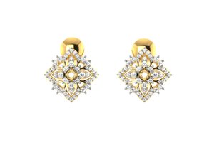 Pendientes de tuerca florales chapados en oro con circonita cúbica para mujer, elegantes joyas nupciales hechas a mano, producto a granel - Product Image 2