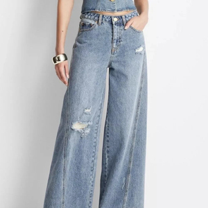Jeans de Cintura Alta para Mujer, Pantalones Vaqueros Anchos de Estilo Vintage, Pantalones Casuales de Moda Urbana - Product Image 3