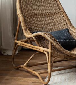 Sillón de Ratán Moderno Hecho a Mano con Respaldo Sólido para Muebles de Sala de Estar, Acabado Natural, Estilo Mid-Century - Product Image 5